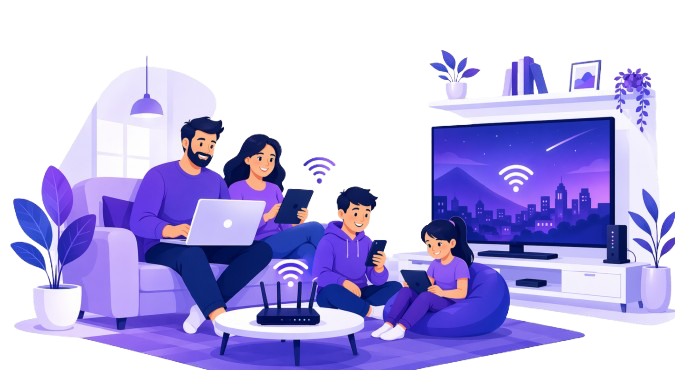 Семья пользуется интернетом и цифровыми сервисами